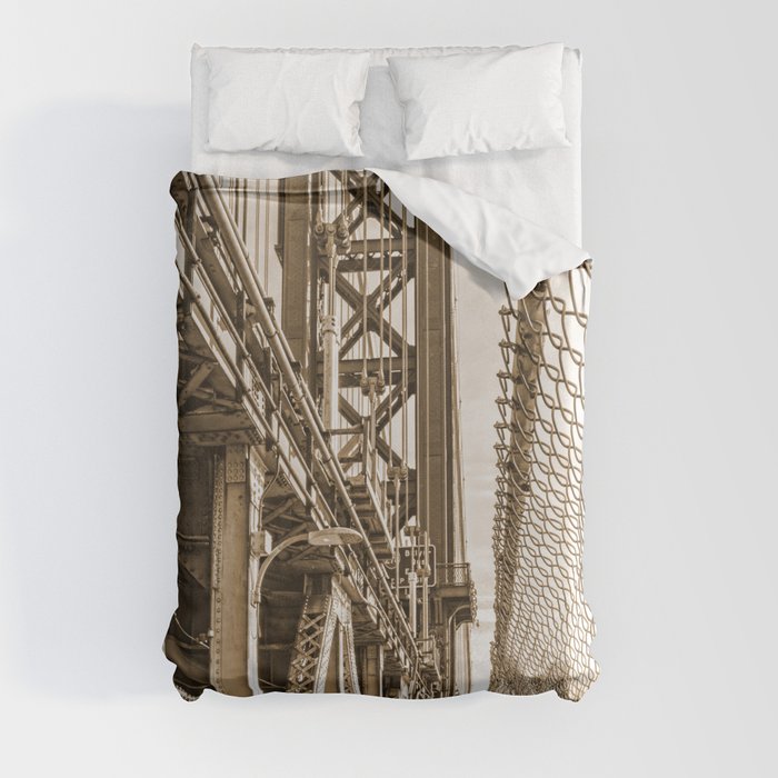 Manhattan Bridge New York City | Sepia Duvet Cover