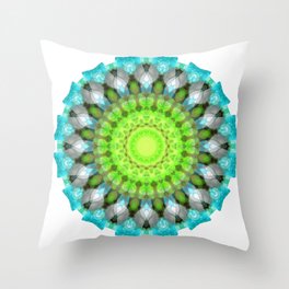 Life Force - Blue Green Gray Mandala Art Throw Pillow