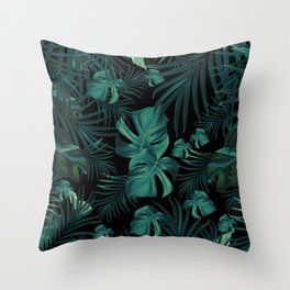 Tropical Jungle Night Leaves Pattern #1 (2020 Edition) #tropical #decor #art #society6 Throw Pillow