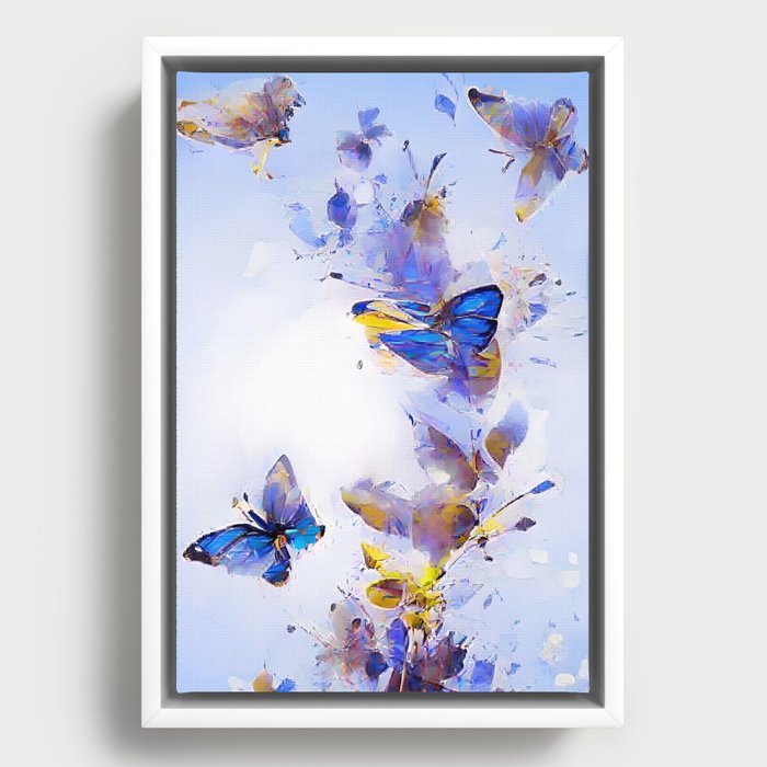 Blue and yellow Metamorphosis original abstract digital artwork Framed Canvas