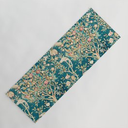 William Morris Vintage Melsetter Teal Blue Green Floral Art Yoga Mat
