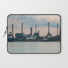 Oil refinery riverfront, vintage tone during sunrise Laptop Sleeve
