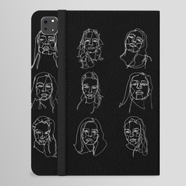 LINE ART FEMALE PORTRAITS V-II-I iPad Folio Case