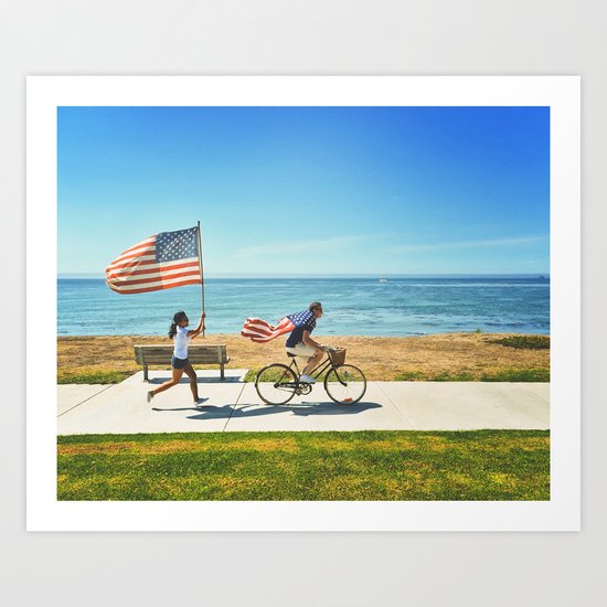 America flag bicycle Art Print