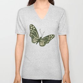 green butterfly V Neck T Shirt