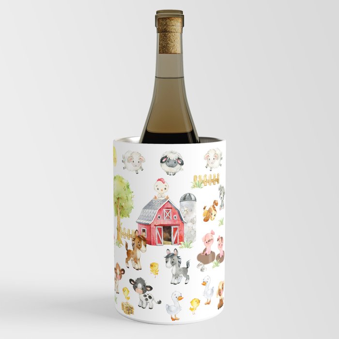 Watercolor Farm Animals Wine Chiller