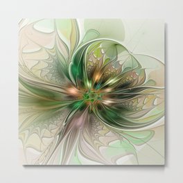 Colorful Fantasy Modern Abstract Fractal Flower Metal Print