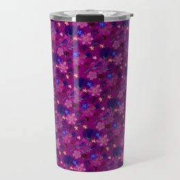 A Floral Garden in the Neon Purple Colors Travel Mug