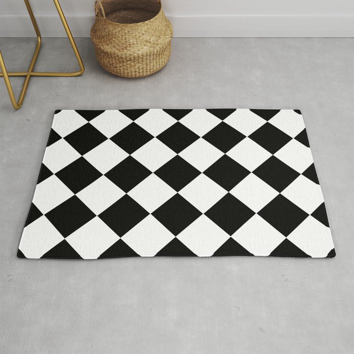 Diamond Black And White Rug by Beautiful Homes Society6