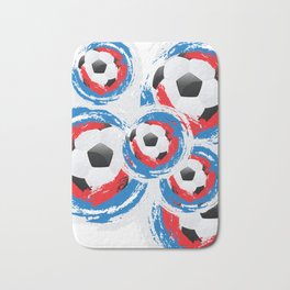 Football Ball and red, blue, white Strokes Badematte | Symbol, Graphicdesign, White, Competition, Fifa, Game, Sport, Uefacup, Round, Soccer 