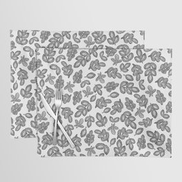 Small lace leaves black on white Placemat