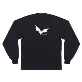 nocturnazine: Bat White Logo Long Sleeve T-shirt