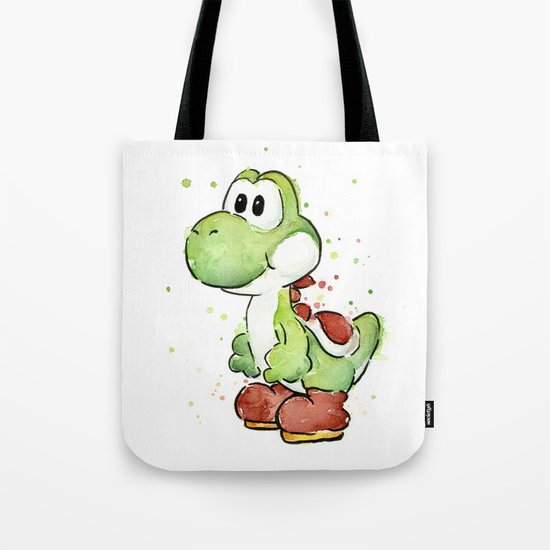 Yoshi Watercolor Mario Tote Bag
