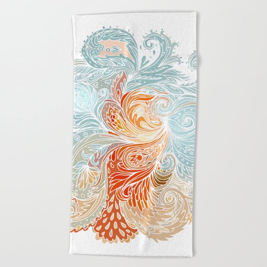 Light Blue Floral Indian Pattern Beach Towel