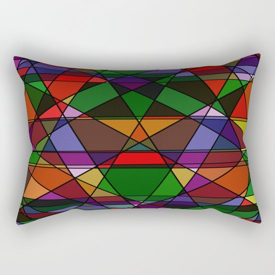 Stain Glass Mosaic Dark Rectangular Pillow