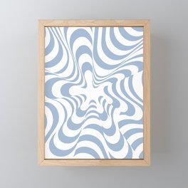 Abstract Groovy Retro Liquid Swirl Light Blue Pattern Framed Mini Art Print