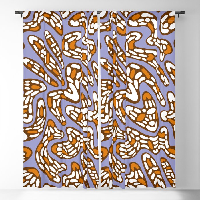 Abstract Organic Pattern in Lilac, Orange, Reddish Brown and White Blackout Curtain