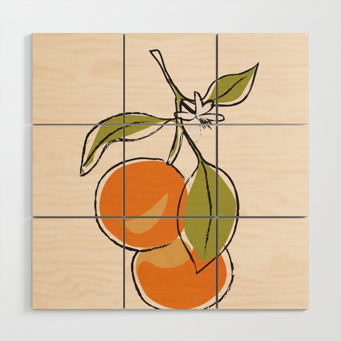 Modern Minimalist Oranges Wood Wall Art