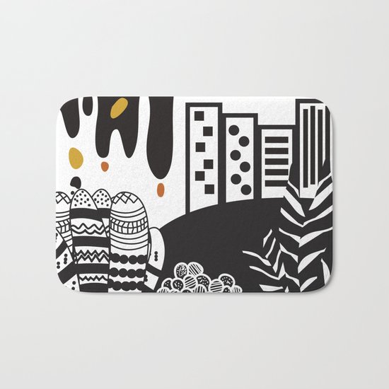 Black and white landscape Bath Mat