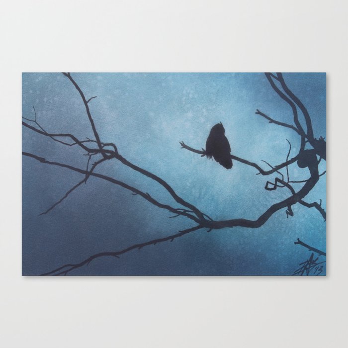 Canyon Denizen II (Great Horned Owl with Eucalyptus Branch) Canvas Print