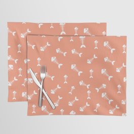 Coral and white fishbone pattern Placemat