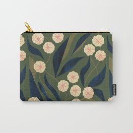 Green Floral Carry-All Pouch | Boho, Nature, Foliage, Blossom, Texture, Painting, Flowers, Winter, Garden, Floral 