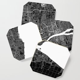Detroit Black And White Map Coaster