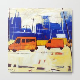 Yellow Buses Metal Print | Surrealism, Painting 