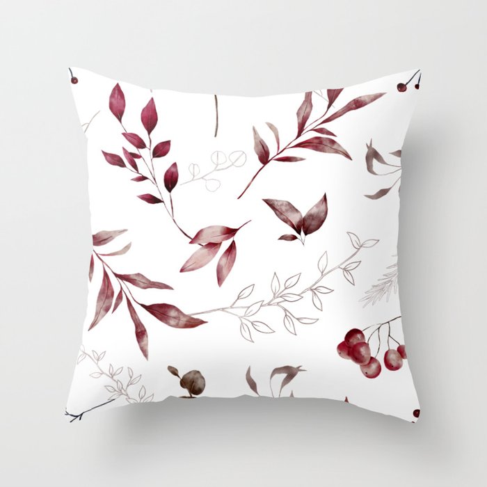 Burgundy floral hot sale throw pillows