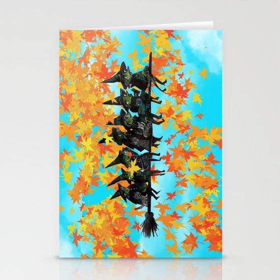 Seven Witches on a Broom. Stationery Cards