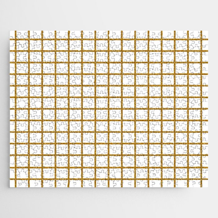 Geometric white gold glitter minimalist square pattern Jigsaw Puzzle