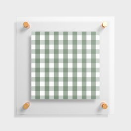 Gingham Plaid Pattern (sage green/white) Floating Acrylic Print