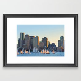 The Boston Skyline From East Boston MA Framed Art Print | Sails, Landscape, Sailingschool, Ocean, Nautical, Regatta, Art, Skyline, Solingclass, Decor 