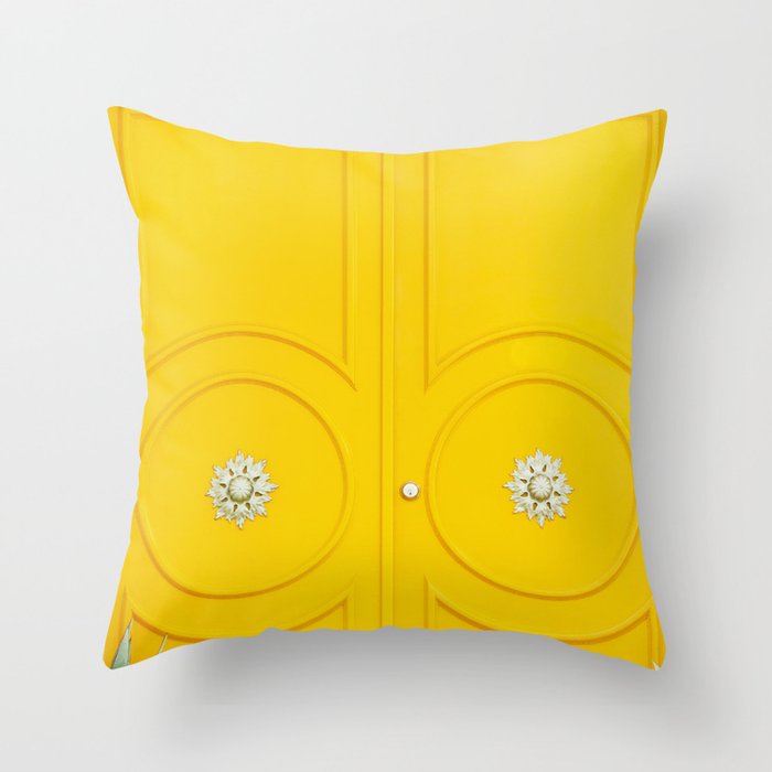 Palm Springs Yellow Door - Midcentury Modern Throw Pillow