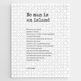 No Man Is An Island - John Donne Poem - Literature - Typewriter Print 1 Jigsaw Puzzle