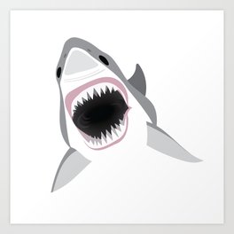 Shark Attack Jaws Wide Art Print