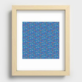Fun Doodles Rainbows and Heart on Blue Recessed Framed Print