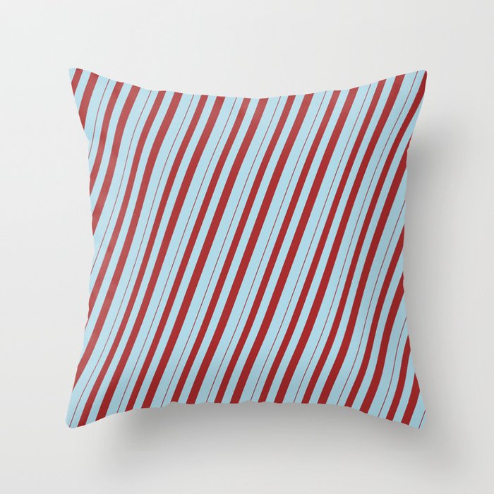 Brown and Light Blue Colored Striped/Lined Pattern Throw Pillow