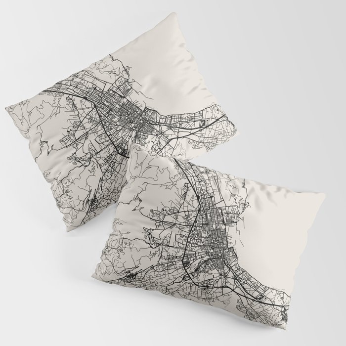 Palermo - Italy | City Map - Black and White Pillow Sham