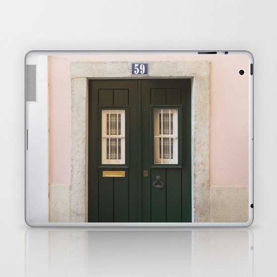 The green door nr. 59 art print - Lisbon architecture vintage street and travel photography Laptop & iPad Skin