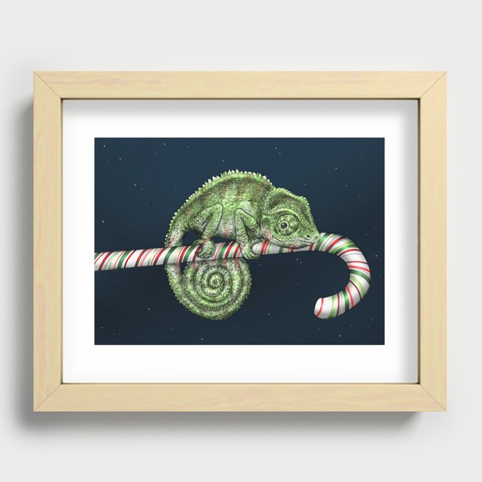 Christmas Chameleon Recessed Framed Print