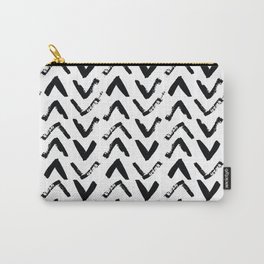 Black & White Mud Cloth Inspired Arrows Carry-All Pouch | Black, Pattern, Drawing, African, Ink, Geometric, Painted, Painting, Mudcloth, Bold 