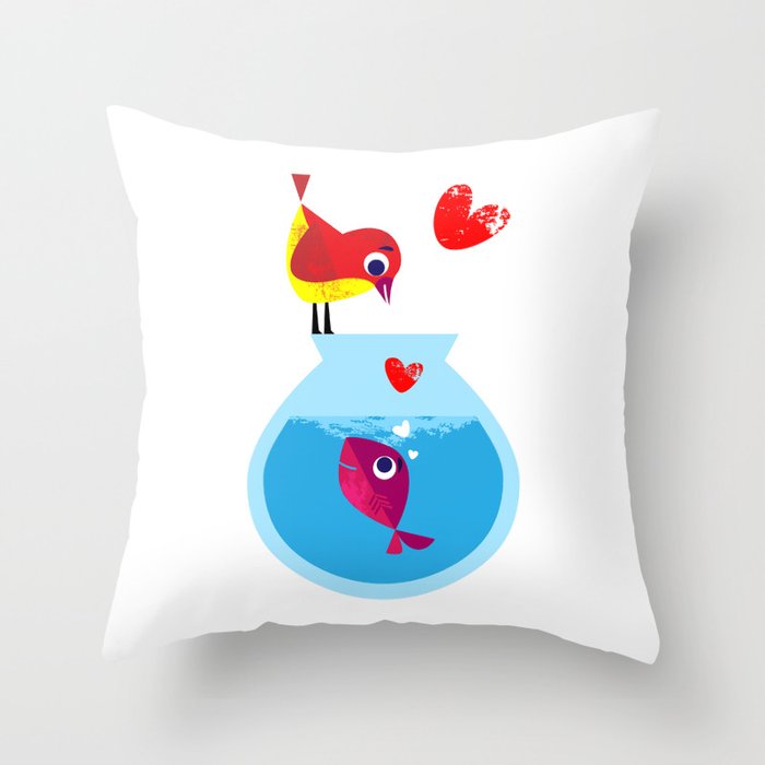 A Fish May Love a Bird but Where Would They Live?  Throw Pillow
