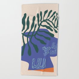 Greek vase with fern Beach Towel