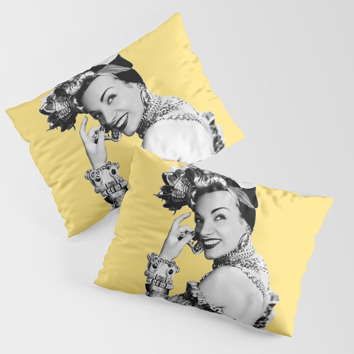 Carmen Miranda Portrait, Black and White Artwork for Wall Art, Prints, Posters, Tshirts, Bags, Men, Pillow Sham