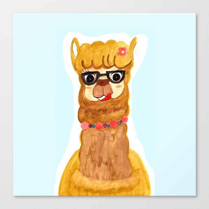 Cool llama - Cute animal Canvas Print