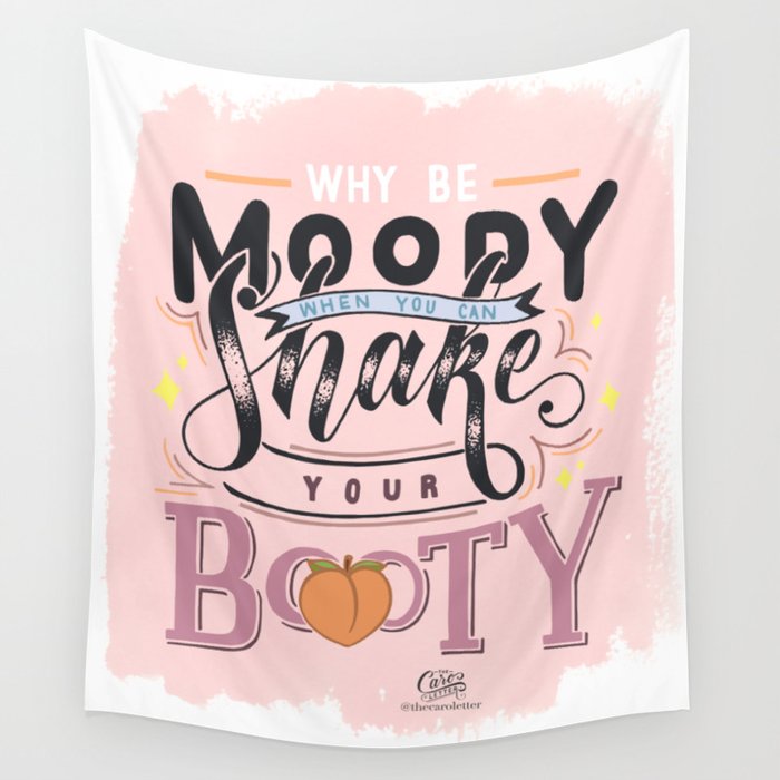 Moody Booty Pink (hand-lettering) Wall Tapestry