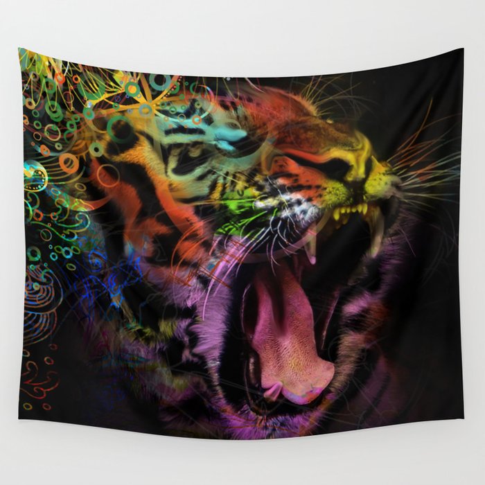 Tiger at the Gate Wall Tapestry