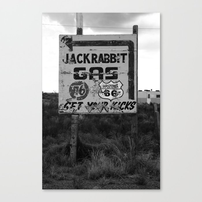 Route 66 - Jack Rabbit Trading Post 2008 #3 BW Canvas Print