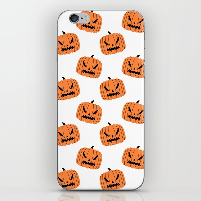 Creepy halloween pumpkin jack o lantern head pattern iPhone Skin